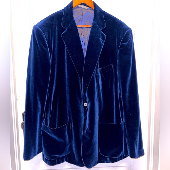 Gorgeous Peter Elliot Blue Velvet Sport Coat - Picture 1 of 12